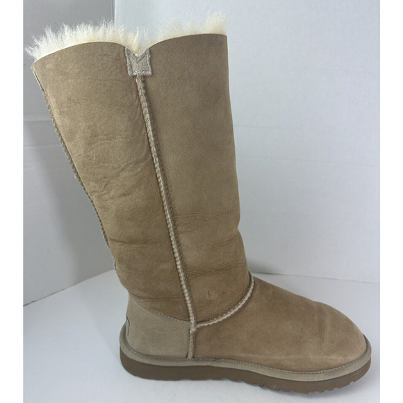 UGG Bailey Button Triplet II Boots Tall Fur Lined 1873 Tan Brown Women's Size 9 - Picture 9 of 16
